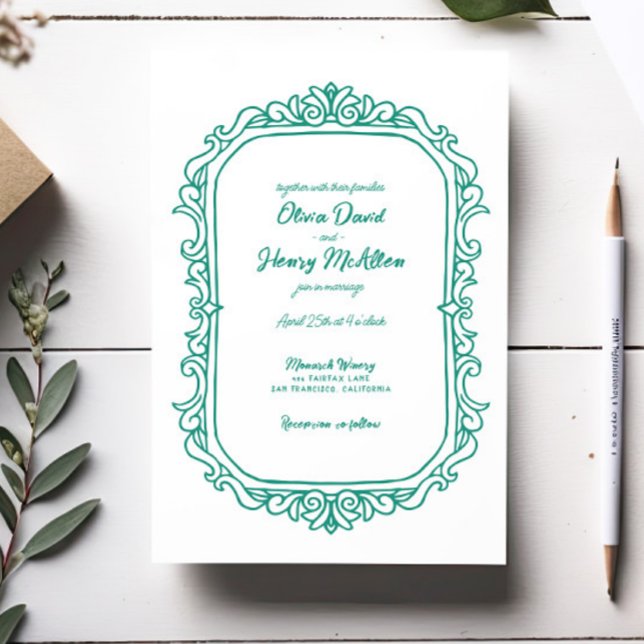 Sweet Whimsical Handwritten Illustrated Wedding Invitation (Creator Uploaded)