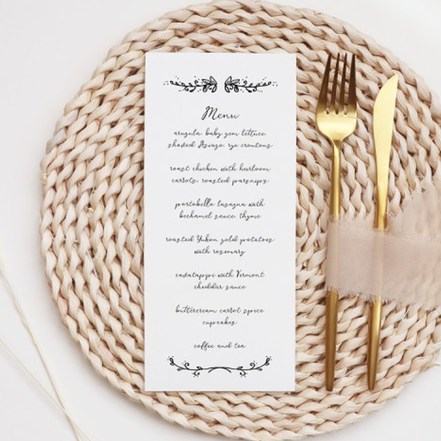 Sweet Whimsical Handwritten Illustrated Wedding Menu (Creator Uploaded)