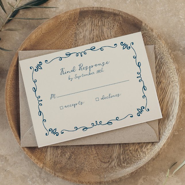 Sweet Whimsical Handwritten Illustrated Wedding RSVP Card (Creator Uploaded)
