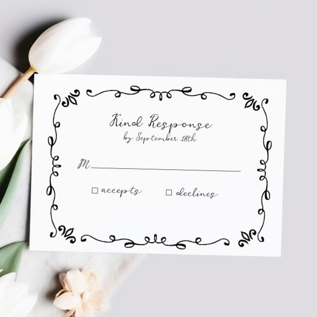 Sweet Whimsical Handwritten Illustrated Wedding RSVP Card (Creator Uploaded)