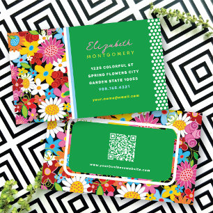 Sweet Whimsical Spring Flowers Colourful Garden Business Card