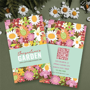 Sweet Whimsical Spring Flowers Colourful Garden Business Card