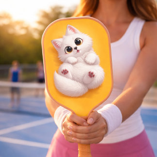 Sweet White Arctic Fox Carbon Fiber Pickleball Pad Paddle