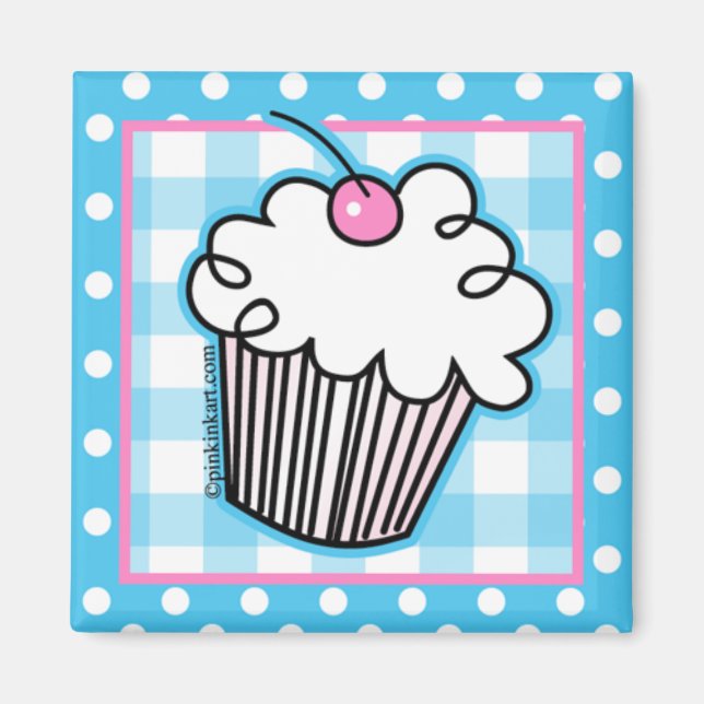 Sweet White Cupcake Kitchen Magnet (Front)
