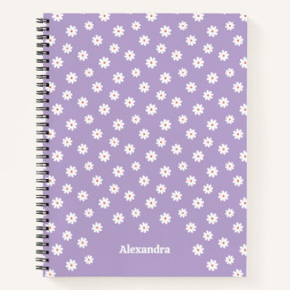 Sweet White Daisies Floral Pattern Personalised Notebook