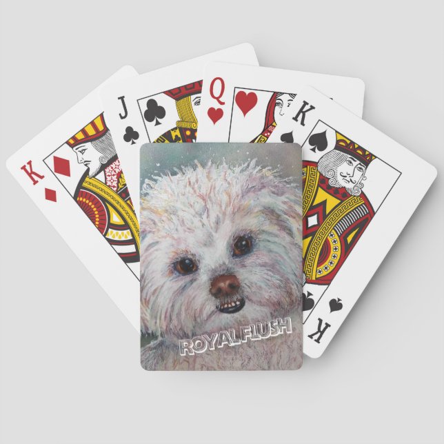 SWEET WHITE MALTESE YORKIE MIX PLAYING CARDS (Back)