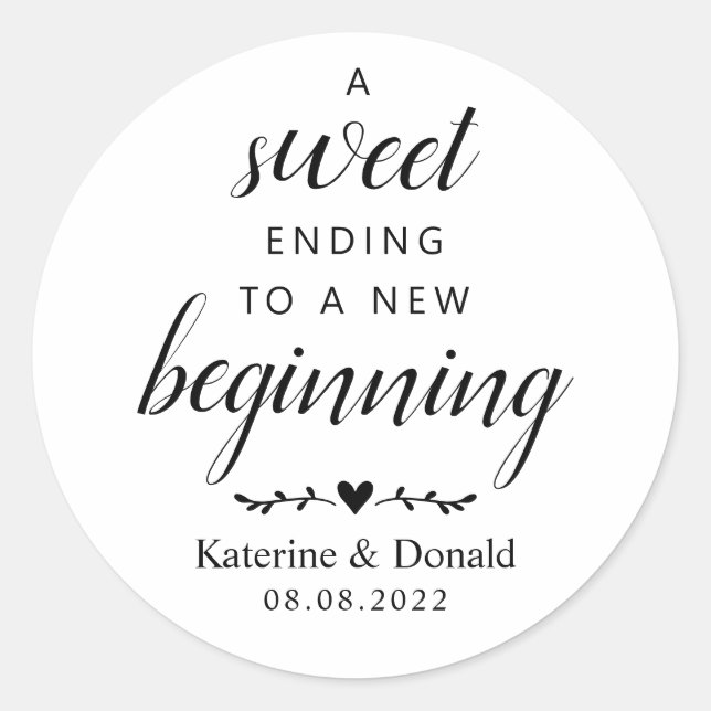 Sweet White Script Wedding Favour Seal (Front)