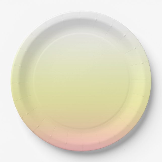 Sweet White Yellow Pink Gradient Ombre  Paper Plate (Front)