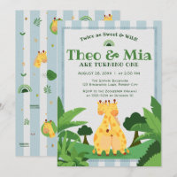 Sweet Wild Giraffe Twins Safari 1st 5th Birthday
