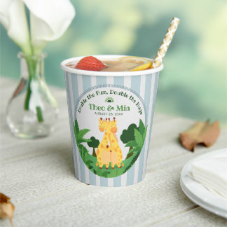 Sweet Wild Giraffe Twins Safari Jungle Double Hugs Paper Cups