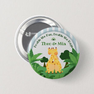 Sweet Wild Giraffe Twins Safari Jungle Name Custom 6 Cm Round Badge