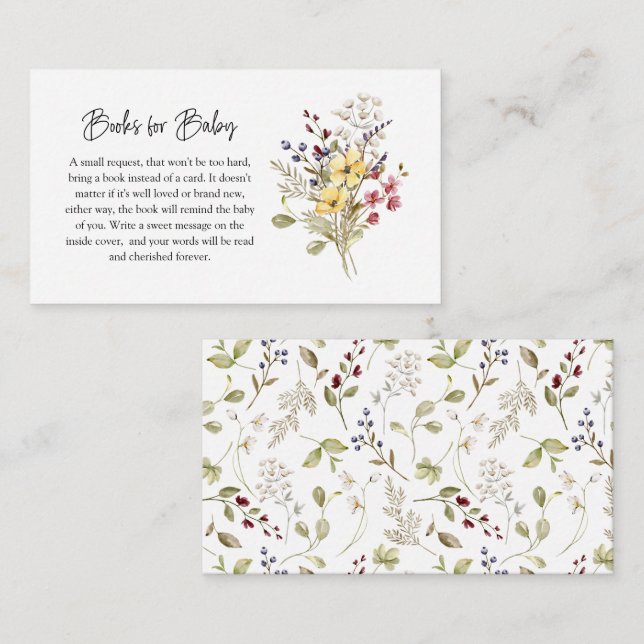 Sweet Wildflower Baby Shower Books for Baby Enclosure Card (Front/Back)