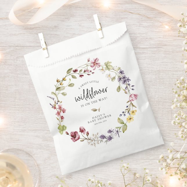 Sweet Wildflower Wreath Baby Shower Favour Bags (Clipped)