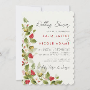 Sweet Wildflowers Strawberry Wedding Shower Invitation