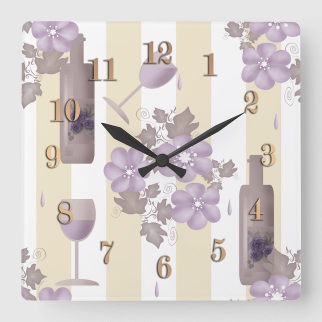 Sweet wine #wine square wall clock (Front)