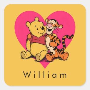 Sweet Winnie the Pooh & Tigger Square Sticker