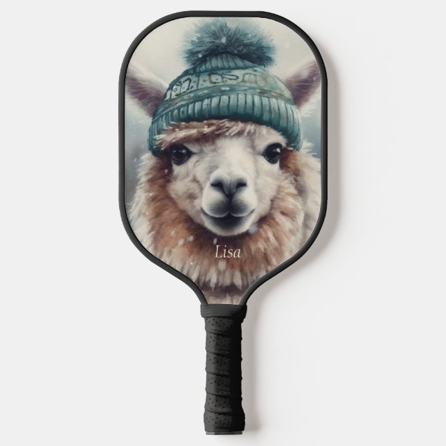 Sweet Winter Alpaca, custom Pickleball Paddle (Front)