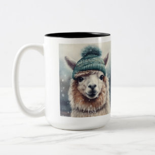 Sweet Winter Alpaca Two-Tone Coffee Mug