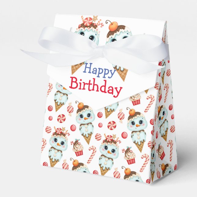 Sweet Winter Birthday Favour Box (Front Side)