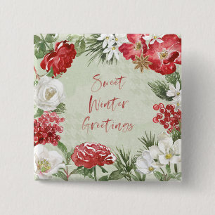 Sweet Winter Greetings 15 Cm Square Badge