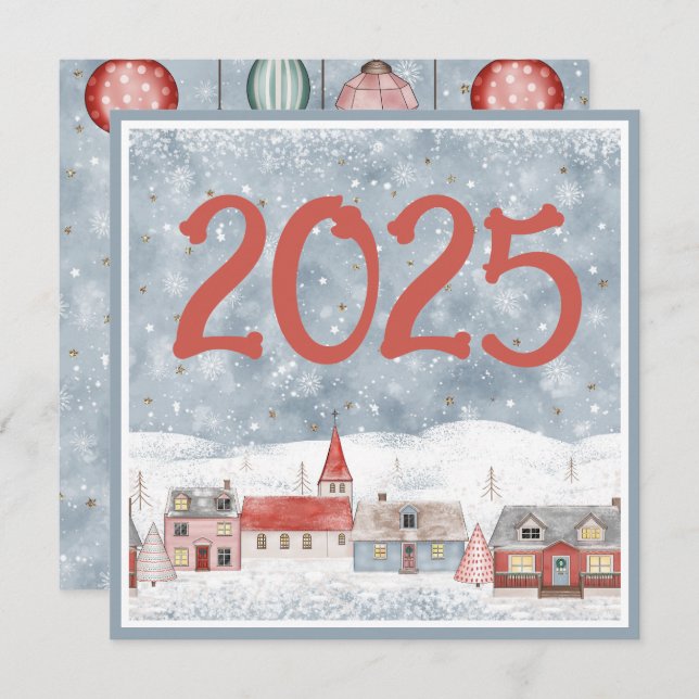 Sweet Winter Landscape 2025 New Years Holiday Card (Front/Back)