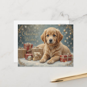 Sweet Winter Puppy Christmas Cozy Holiday Postcard
