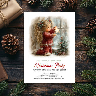 Sweet Winter Scene Cozy Girl Christmas Party  Invitation