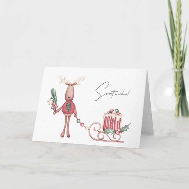 Sweet Wishes Reindeer and Pine Boughs Card (Front)