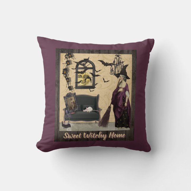 Sweet Witchy Home Purple Cushion (Front)