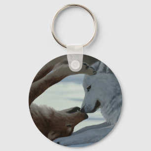 Sweet wolf couple key ring