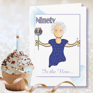 Sweet Woman Fabulous 90th Birthday Blue Flower  Card
