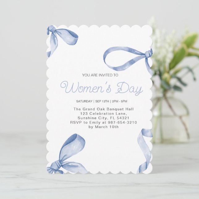Sweet Women's Day Fancy Bow  History Month Invitation (Standing Front)