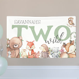 Sweet Woodland Animal 2nd Birthday Party  Banner