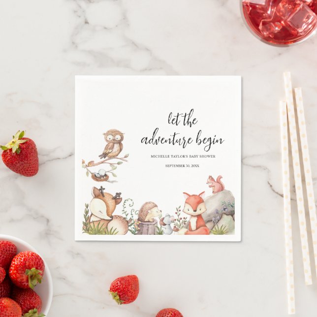 Sweet Woodland Animal Baby shower Napkin (Insitu)