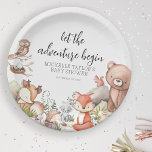 Sweet Woodland Animal Baby shower Paper Plates<br><div class="desc">Organising a baby shower, these baby shower plates will be the perfect addition to your planning. Featuring a stylish plates template which is easily edited and an assortment of woodland animals, a fox, hedgehog, mouse, owl, birds and squirrel. The font styles, size and colour can be changed by clciking on...</div>