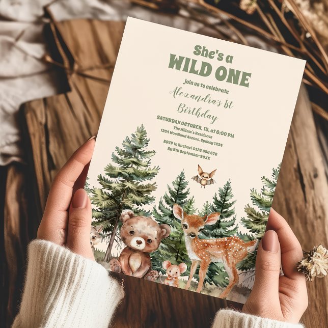 Sweet Woodland Animals 1st Birthday Invitation (Creator Uploaded)