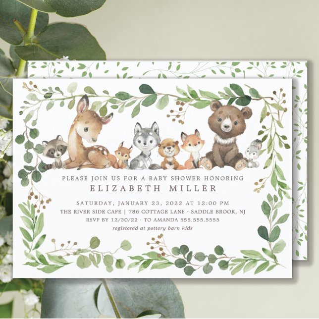 Sweet Woodland Animals Baby Shower Invitation (Creator Uploaded)