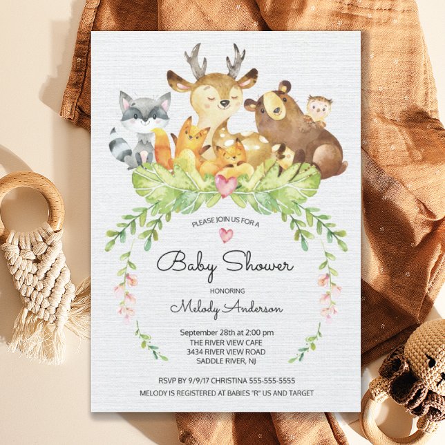 Sweet Woodland Animals Baby Shower Invitation (Creator Uploaded)