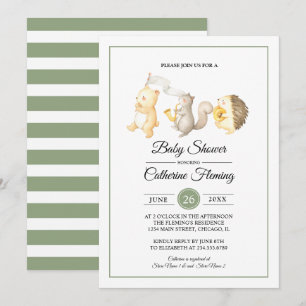 Sweet Woodland Animals Baby Shower Invitations