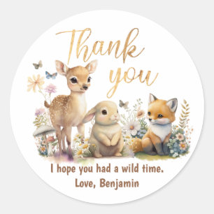 Sweet Woodland Animals Baby Shower Thank You Classic Round Sticker