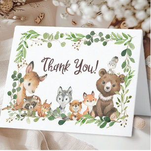 Sweet Woodland Animals Baby Shower Thank You Note