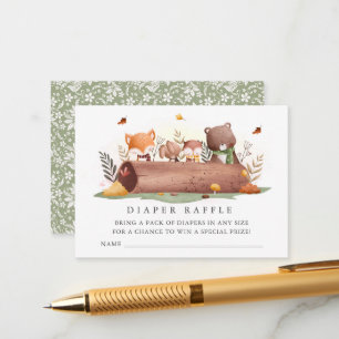 Sweet Woodland Animals Diaper Raffle Ticket Enclosure Card