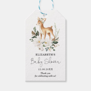 Sweet Woodland Deer Ivory Floral Baby Shower Favou Gift Tags