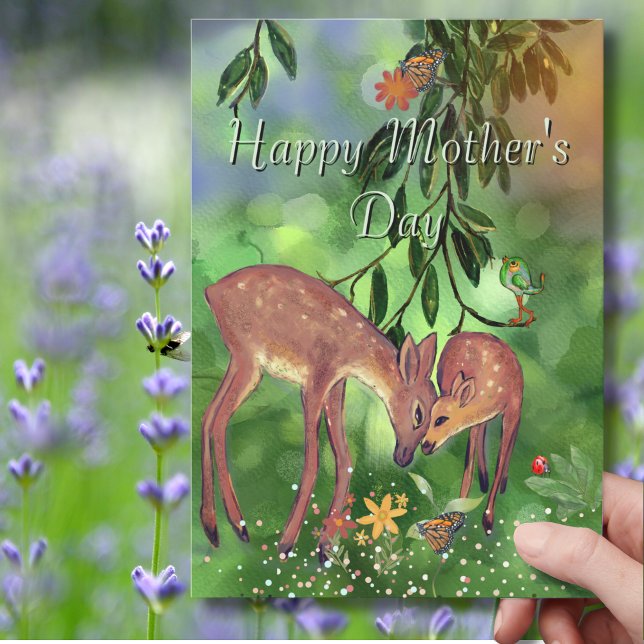 Sweet Woodland Deer Mother's Day Holiday Card (Sweet Woodland Deer Mother's Day Holiday Card)
