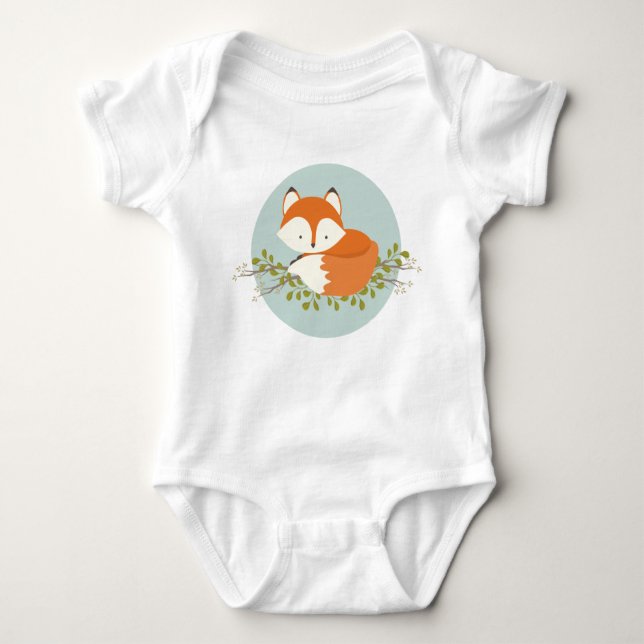 Sweet Woodland Fox Baby Clothes Bodysuit (Front)