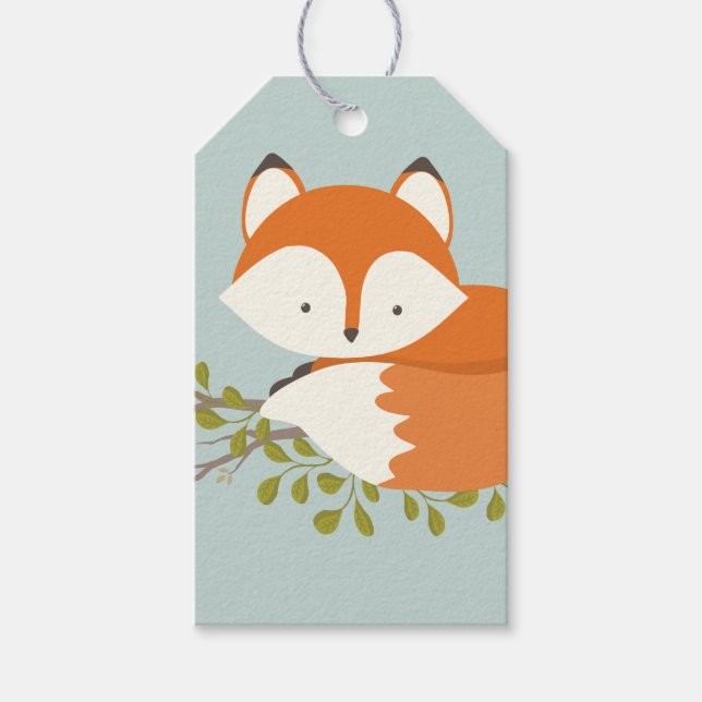 Sweet Woodland Fox Baby Shower Favour Gift Tag (Front)