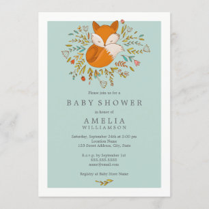 Sweet Woodland Fox Baby Shower Invitation