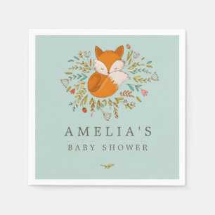 Sweet Woodland Fox Baby Shower Napkin
