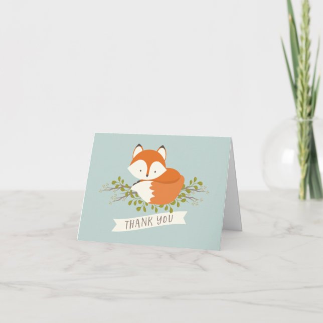 Sweet Woodland Fox Thank You Card (Front)