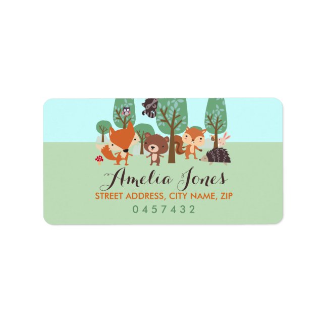 Sweet Woodland Friends Baby Shower Address Labels (Front)